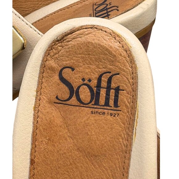 Sofft Damia Cream Leather Double Strap Heeled Slide Sandals - Picture 3 of 11